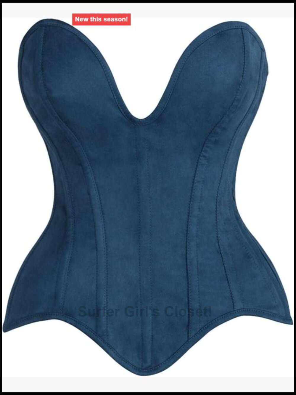 Suede Plunge Steel Boned Corset Top Over Bust Western Plus Size
